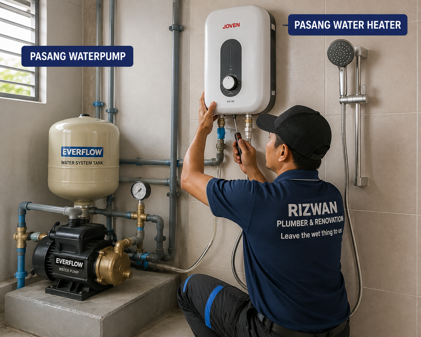 Pemasangan water pump rumah